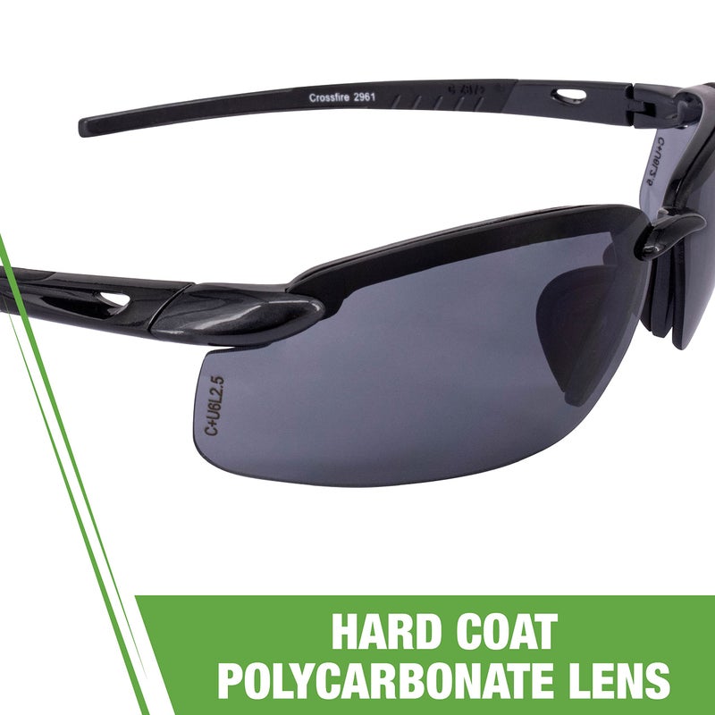 Crossfire 2961 Safety Glasses, Smoke Lens/Pearl Black Frame, One Size - Image 5